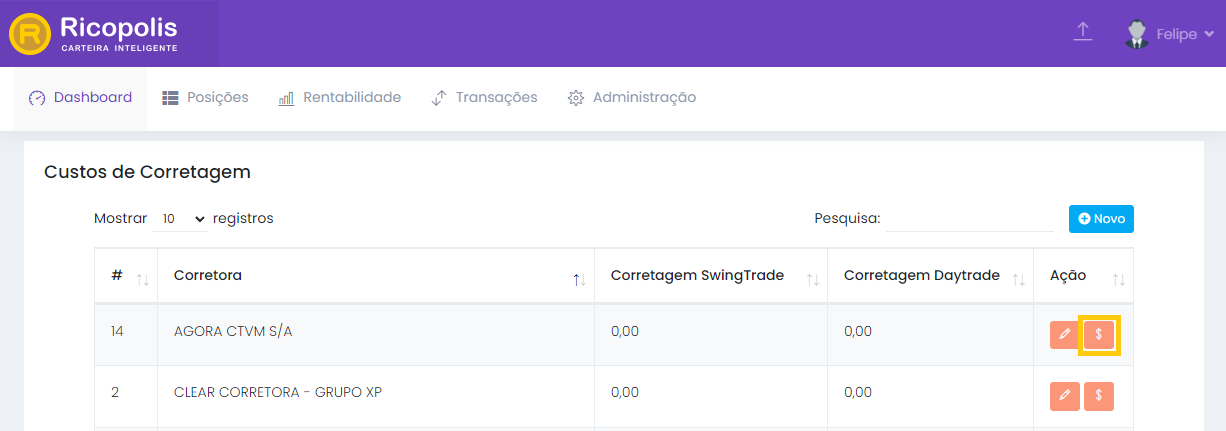 Consulta corretagens