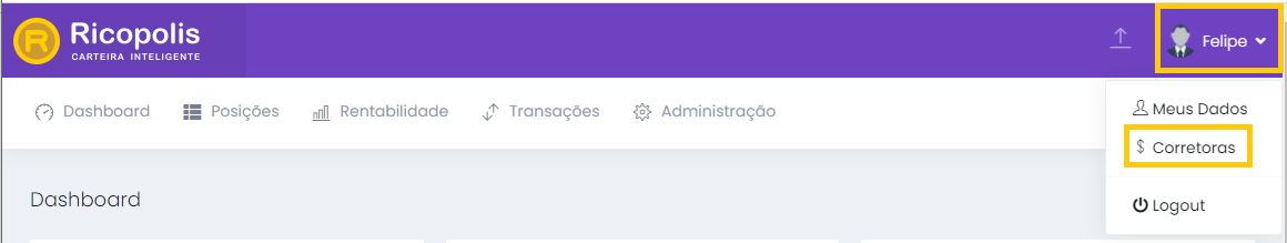 Menu Corretoras