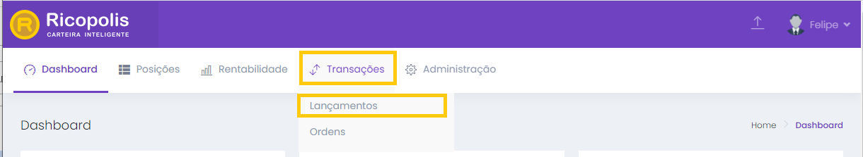 Menu Lançamentos